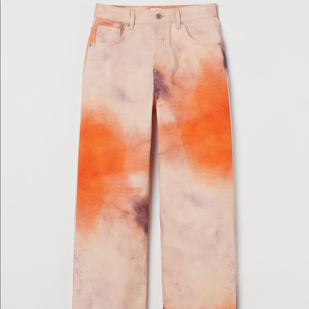 H&M Innovation Tie-Dye Wide High Waist Jeans, Orange